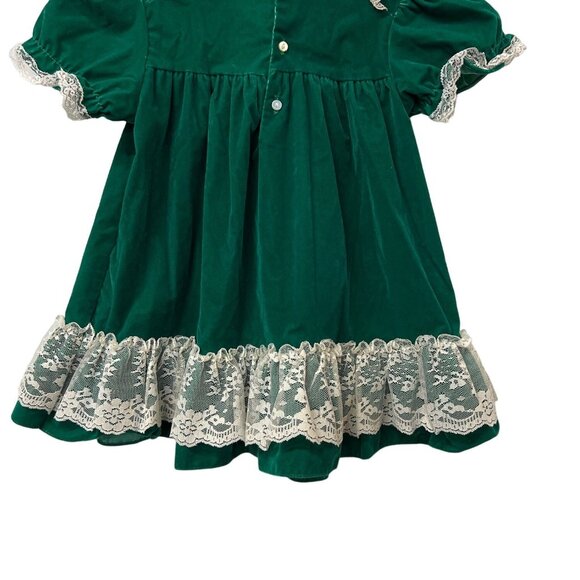 Vintage Roanna Girlie Girl Emerald Green Velvet Dress Jumper - Picture 2 of 8